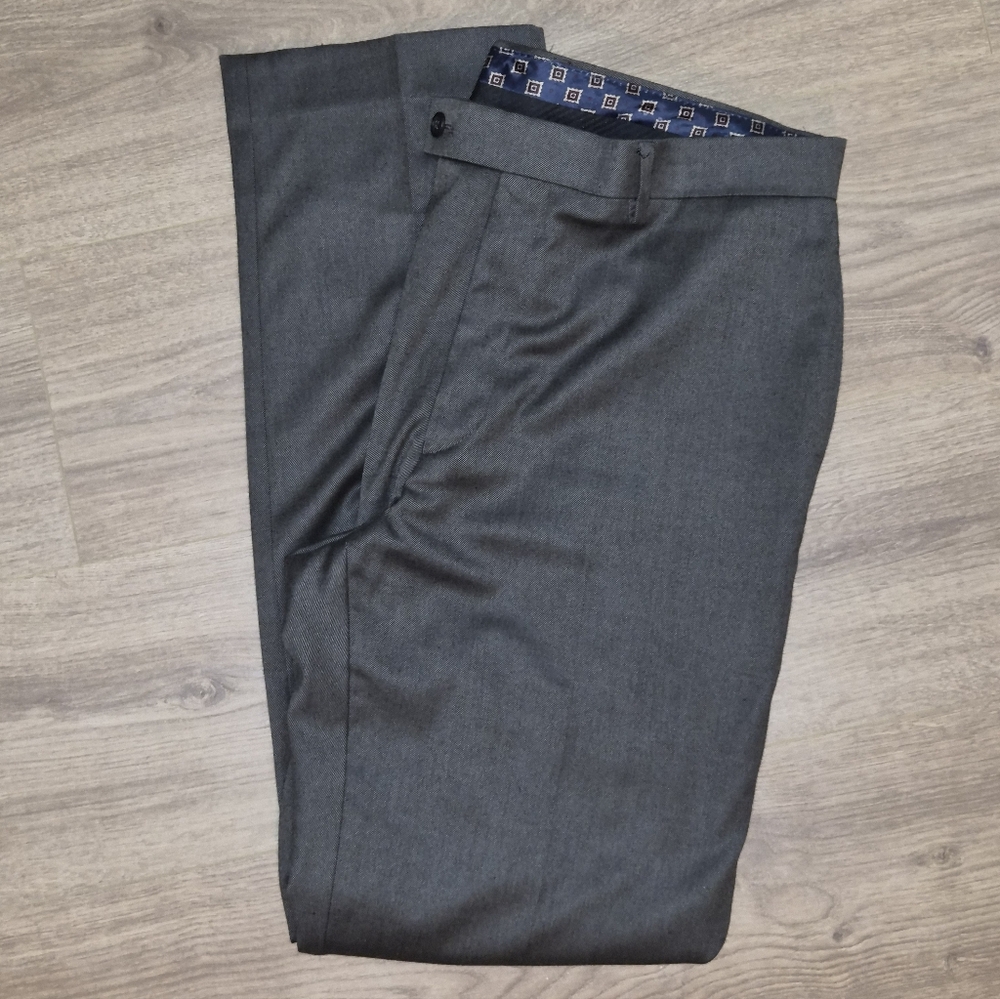 Ralph Lauren Dark Gray Tailored Trousers with Patterned Waistband